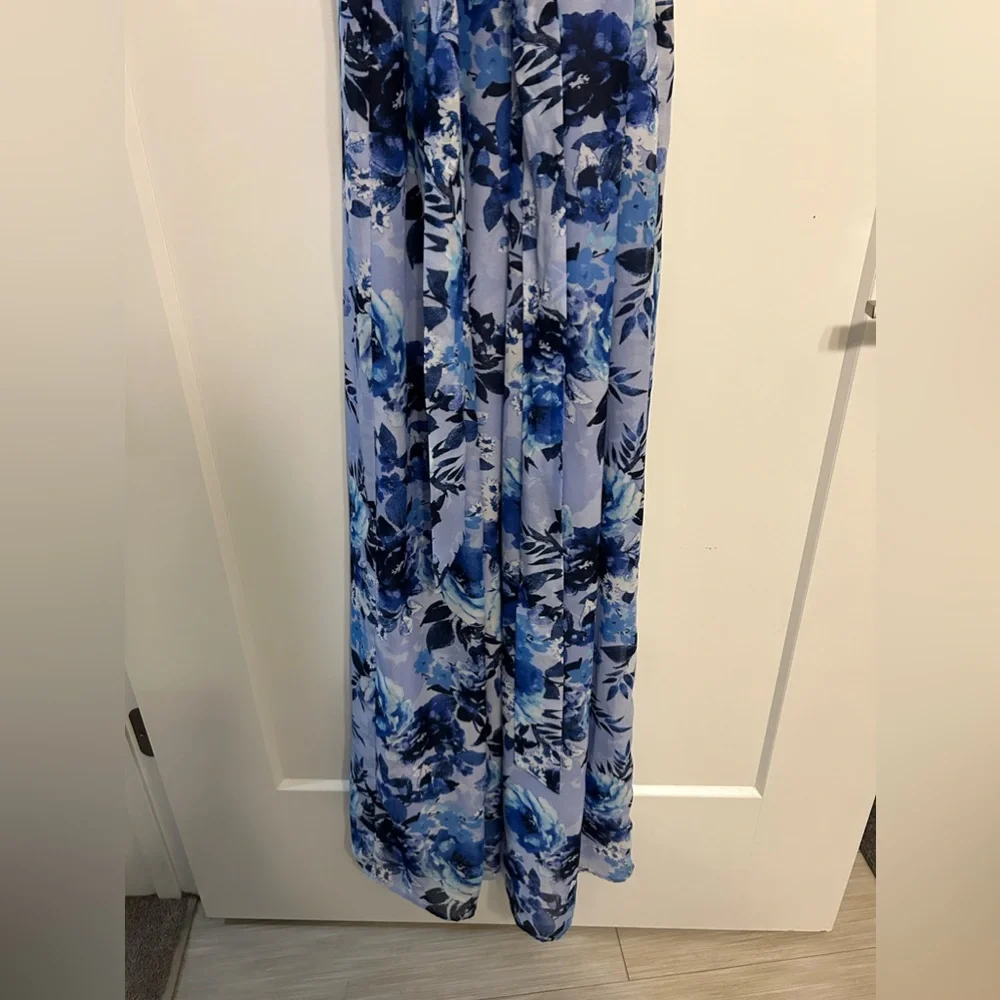 Donna Ricco Blue Floral Jumpsuit